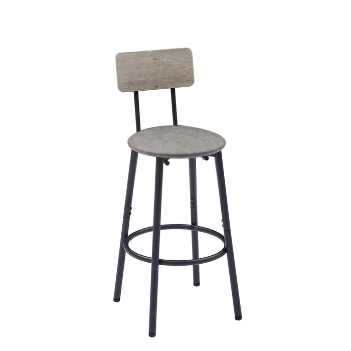 Round Bar Stool Set With Shelf, Upholstered Stool With Backrest Grey, 23.62'' W x 23.62'' D x 35.43'' H. - DTYStore