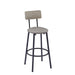 Round Bar Stool Set With Shelf, Upholstered Stool With Backrest Grey, 23.62'' W x 23.62'' D x 35.43'' H. - DTYStore