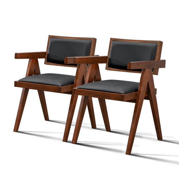 Athena Black Vegan Leather Dining Chair (Set Of 2) - DTYStore