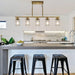 Modern Industrial 5-Light Chandelier with Clear Glass Shades, Golden Metal Frame Hanging Ceiling Light Fixture for Dining Room, Kitchen Island, Living Room (No Bulbs) - DTYStore