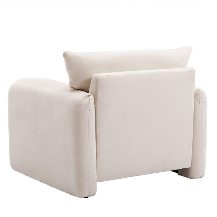 Modern Style Chenille Oversized Armchair Accent Chair Single Sofa Lounge Chair 38.6'' W for Living Room, Bedroom,Cream - DTYStore