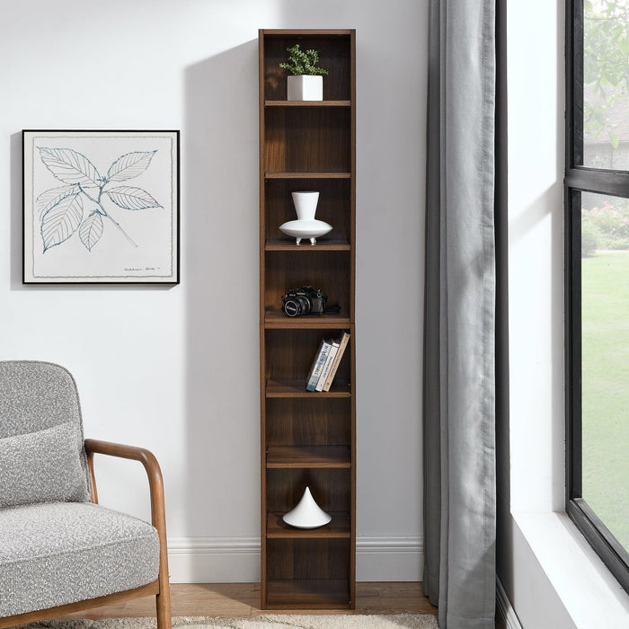 8-Tier Media Tower Rack, CD DVD Slim Storage Cabinet with Adjustable Shelves, Tall Narrow Bookcase Display Bookshelf for Home Office,Multi-functional double-decker bookcase - DTYStore