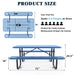 72' Expanded Metal Rectangular Picnic Table, Blue - DTYStore