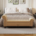 64.5" Bed Bench for Bed Room Nails Tufted Chaise of Lounge with Storage Velvet Upholstery Khaki - DTYStore