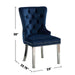 Set of 2 Wingback Dining Chairs with Button Tufted Back in Blue and Chrome - DTYStore