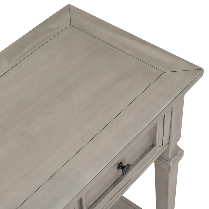 Classic Retro Style Console Table with Three Top Drawers and Open Style Bottom Shelf, Easy Assembly - DTYStore