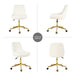 Modern teddy fleece fabric with gold legs living room furniture dining chair, soft and comfortable, lift adjustment, free movement convenient, space saving. (set of 1) - DTYStore