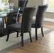 Black Faux Leather Upholstered Lines back Set of 2pc Chairs Dining Room Wide Flair back Chair - DTYStore