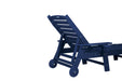 Lounge Chair with Side Table, 3-Piece Oversized Chaise Lounge Chair Set with Wood Texture,Navy Blue,All Weather Patio Lounge Chair with 5 Positions,Wheels&Cup Holder(include 2Lounge chairs and 1Table) - DTYStore