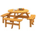 8 Person Wooden Picnic Table, Outdoor Camping Dining Table with Seat, Garden, DIY w/ 4 Built-in Benches, 2220lb Capacity - Natural - DTYStore