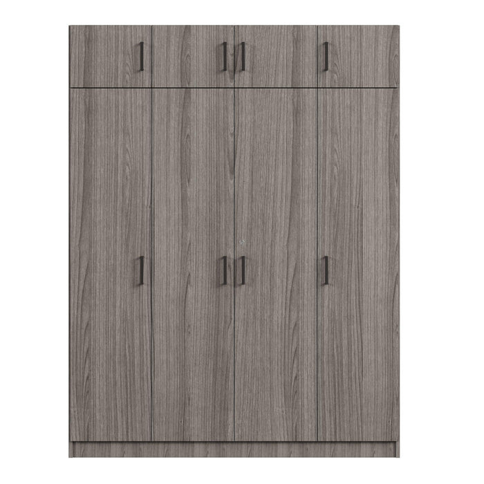 4-Door Wardrobe with 1 Drawer and Top Cabinet , Gray - DTYStore
