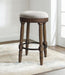 AGODY Bar Stools Set of 2, 26' Counter Height, 360° Swivel Wooden Barstool with Fabric Upholstered Seat, LIGHT OAK Finish, Stylish Accent for Kitchen, Dining, and Living Room - DTYStore