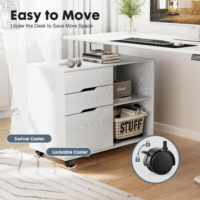 Filing Cabinet, 4-Drawer File Cabinet for Home Office, Mobile Lateral Filing Cabinet, Printer Stand with Open Storage Shelves for Kids Room