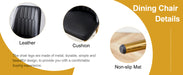 8 modern dining chairs, sleek PU backrest, and gold metal legs bring a comfortable home experience to the kitchen, bedroom, and office.Black PU Chairs with Simple Line Designs On The Backrest. - DTYStore