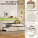 Twin Size Daybed with Trundle, Upholstered Daybed with Charging Station and LED Lights, Beige - DTYStore