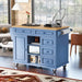 Kitchen cart with Rubber wood desktop rolling mobile kitchen island with storage and 5 draws 53 Inch length (Blue) - DTYStore