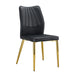 Four black dining chairs. A medieval modern chair made of PU material with soft cushions, equipped with golden metal legs. Suitable for restaurants and living rooms - DTYStore