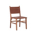 Upholstered Dining Chair Set of 2, Genuine Leather Woven Side Chair, Rustic Hardwood Frame, Brown - DTYStore