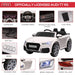 6V Kids Electric Ride On Car, Licensed Audi TT RS with Seat and Remote Control, Horn, Music, MP3 - White - DTYStore