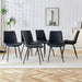 Black artificial leather backrest cushion dining chair, black metal legs, curved widened cushion design for more comfort, suitable for restaurants, kitchens, bedrooms, offices.(4 chairs) 0502 - DTYStore