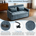 56.9" Loveseat Sofa Pull-out Sofa Bed Sleeper Sofa with a Reversible Backrest Cushion, Side Pockets, Two USB Ports and a Phone Holder for Living Room, Blue - DTYStore