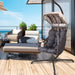 Swing Egg Chair with Stand Indoor Outdoor, Wicker Rattan Frame 350lbs Capacity Hammock Chair for Patio Bedroom with Sunshade Cloth, Courtyard, Cushion And Pillow(OLD W1132P169534) - DTYStore