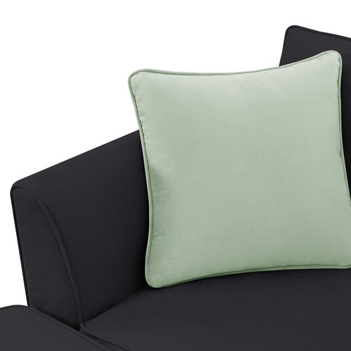 Modern Black L Shape Fabric Sectional Sofa with Ottoman and Pillows, 112*87 Inches, 7 Seats - Image 19