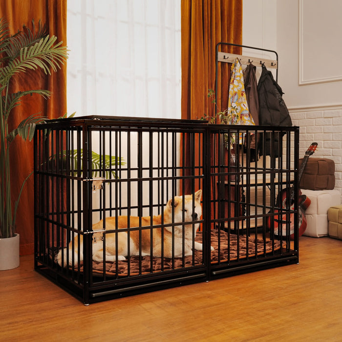 61' Extra Large Heavy Duty Dog Crate Dog cage Strong Metal Dog Kennels and Pens Crates for Large Dogs