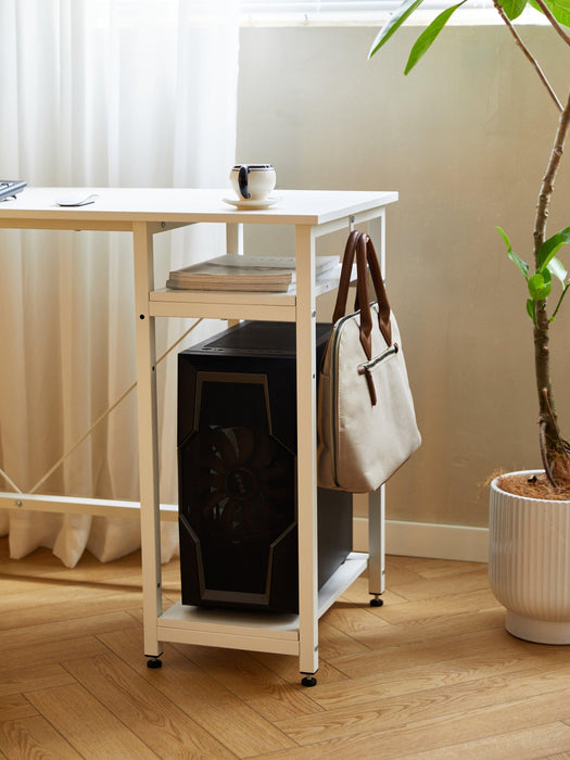 94.5 Inch Home Office Desk L shape gaming desk with storage Shelves and stool - DTYStore