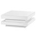 High Gloss Minimalist Design with LED Lights, 2-Tier Square Coffee Table, Center Table for Living Room, 31.5''x31.5''x14.2'', White - DTYStore