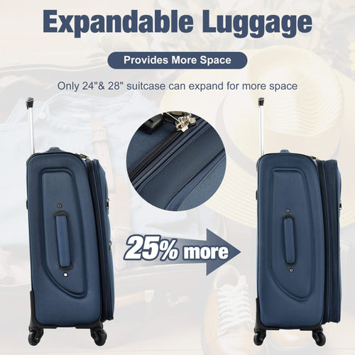 Softside Luggage Expandable 3 Piece Set Suitcase with Duffel Bag Upright Spinner Softshell Lightweight Luggage Travel Set - Image 34