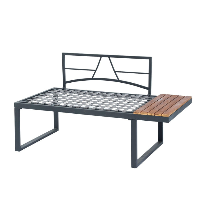 4 Piece L-Shaped Patio Wicker Outdoor 5-Seater Sectional Sofa Seating Group Conversation Sets with Side Table & Dark Grey Cushions - DTYStore