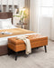 Storage Bench with Storage Bench for Bedroom End of Bed Bench Foot of Bed Bench Entryway Bench Storage Ottoman Bench 43.3" W x 17.7" Brown Leather Bench - DTYStore