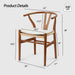 Wishbone Chairs for Dining Room,Soild Wood Weave Dining Chair,Armchair,Fully Assembled,Set of 2 - DTYStore