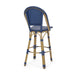 29.5' Outdoor PE Rattan and Aluminum French Barstools, Set of 2, Navy Blue and Bamboo Finish - DTYStore