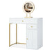 31.5'' Makeup Vanity Desk with Lighted Mirror, Luxury Dressing Table with 2 Drawers and 1 Cabinet, 3 Lighting Modes Available for Bedroom, White-Gold - DTYStore