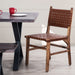 Upholstered Dining Chair Set of 2, Genuine Leather Woven Side Chair, Rustic Hardwood Frame, Brown - DTYStore