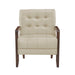 Modern Style Accent Chair Beige Leather Upholstered Tufted Detail Walnut Finish Wood Furniture 1pc