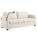 72.8" Corduroy Sleeper Sofa Loveseat Sofa with Full Size Mattress, Two USB Ports, Two Cup Holders, Two Side Pockets and a Phone Holder for Living Room, Beige - DTYStore