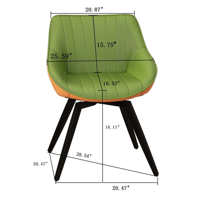 63" medieval modern cream style MDF dining table and green PU dining chair set, 6 sets of black metal leg dining chairs, suitable for kitchen&home