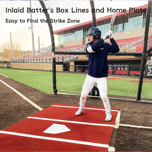 Premium Baseball Batting Mat: 10x3.8 ft Indoor/Outdoor Portable Baseball Softball Hitting Mat, Non-slip Rubber Bottom Batting Cage Mat with Home Plate for Batter, Pitcher and Catcher Training - Image 6