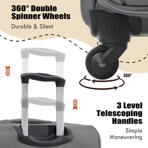 Softside Luggage Expandable 3 Piece Set Suitcase with Duffel Bag Upright Spinner Softshell Lightweight Luggage Travel Set - Image 46