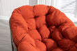 Outdoor Rattan Rocking Chair,Padded Cushion Rocker Recliner Chair Outdoor for Front Porch, Living Room, Patio, Garden, Orange - DTYStore