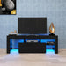 Black TV Stand with LED RGB Lights,Flat Screen TV Cabinet, Gaming Consoles - in Lounge Room, Living Room and Bedroom(Black) - DTYStore
