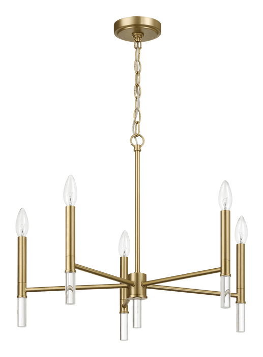 Courtyard Five Light Golden Brass Candle Light Chandelier 24"W × 17.75"H - DTYStore