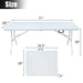 6ft Folding Table, Portable Plastic Table for Camping, Picnics, Parties, High Load Bearing Foldable Table White Default -DTYStore
