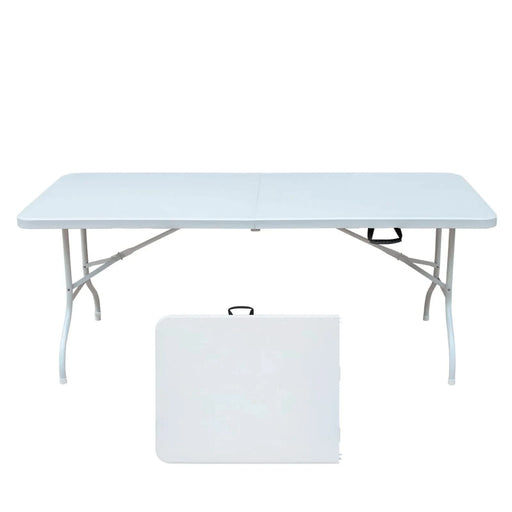 6ft Folding Table, Portable Plastic Table for Camping, Picnics, Parties, High Load Bearing Foldable Table White Default -DTYStore
