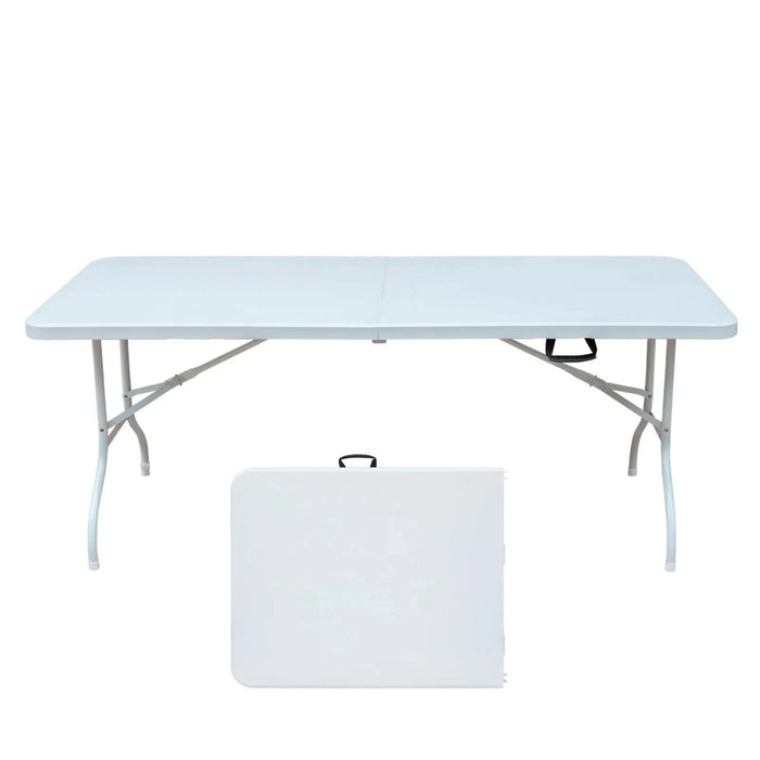 6ft Folding Table, Portable Plastic Table for Camping, Picnics, Parties, High Load Bearing Foldable Table White Default -DTYStore
