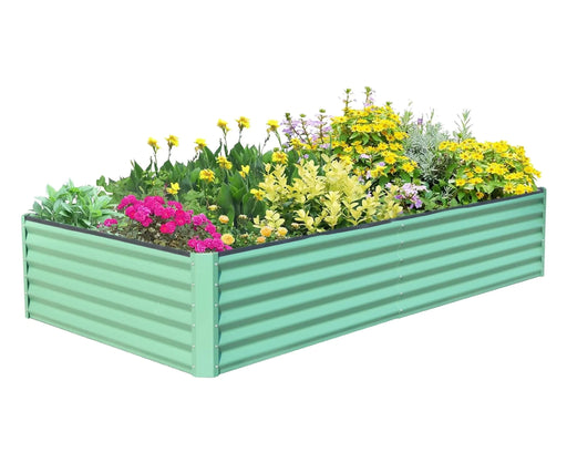 6x3x1.5ft Galvanized Raised Garden Bed, Outdoor Planter Garden Boxes Large Metal Planter Box for Gardening Vegetables Fruits Flowers, Green Default -DTYStore