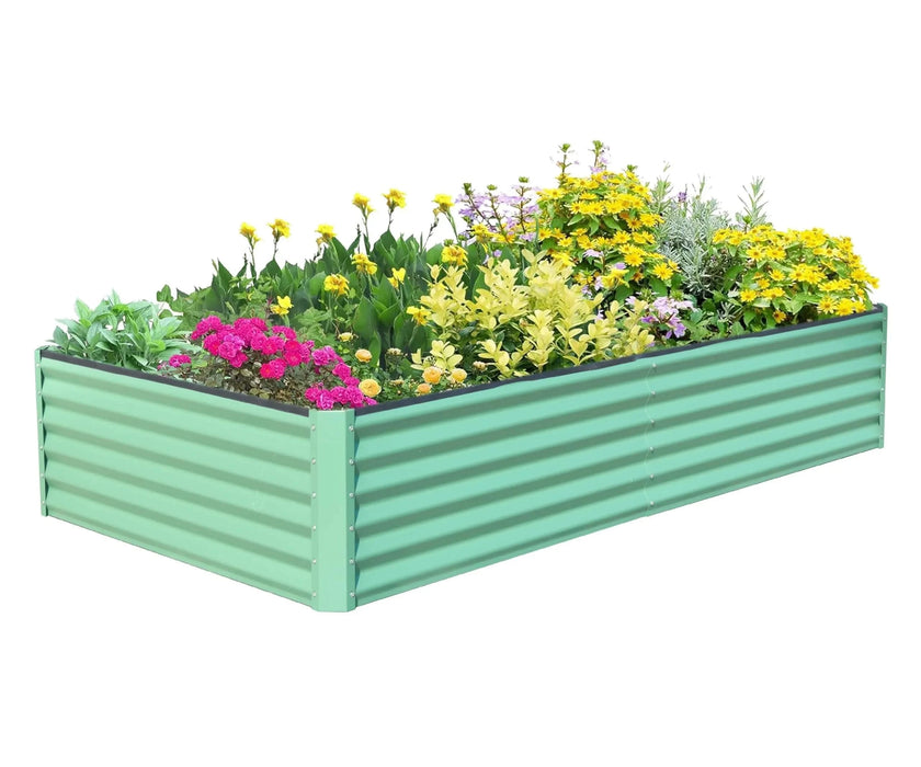 6x3x1.5ft Galvanized Raised Garden Bed, Outdoor Planter Garden Boxes Large Metal Planter Box for Gardening Vegetables Fruits Flowers, Green Default -DTYStore